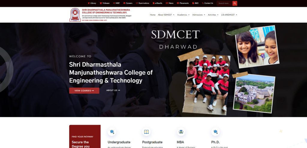 SDM College of Engineering & Technology website design