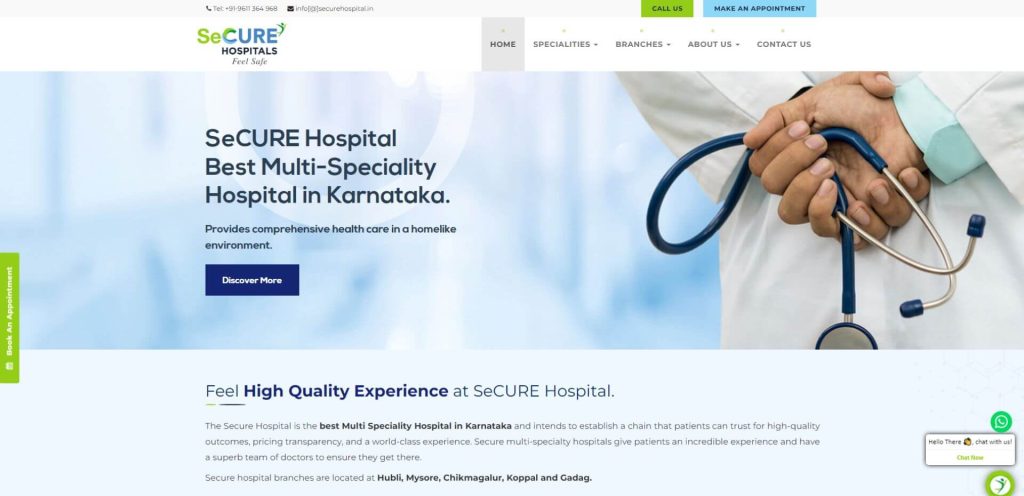 SeCURE Hospitals website design